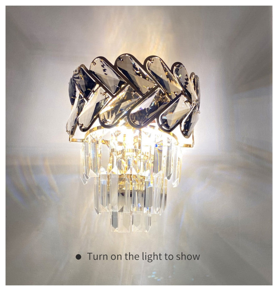 Luxury crystal wall light fixture for bedroom