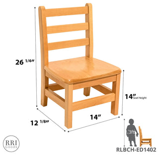 RRI Goods Ladderback Kids Wooden Chair Set of 2, 14"