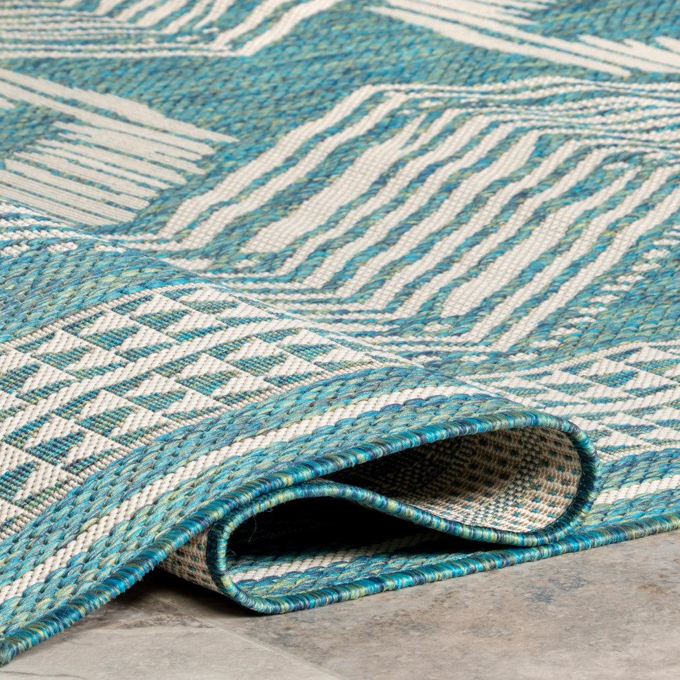 Nuloom Ranya Tribal Indoor/Outdoor Contemporary Area Rug, Teal 8'X10'