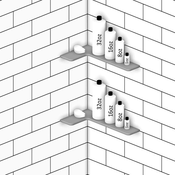 TileWare Boundless L-Shaped Corner Shelf Bone Shower Bathroom, Matte Black Hook