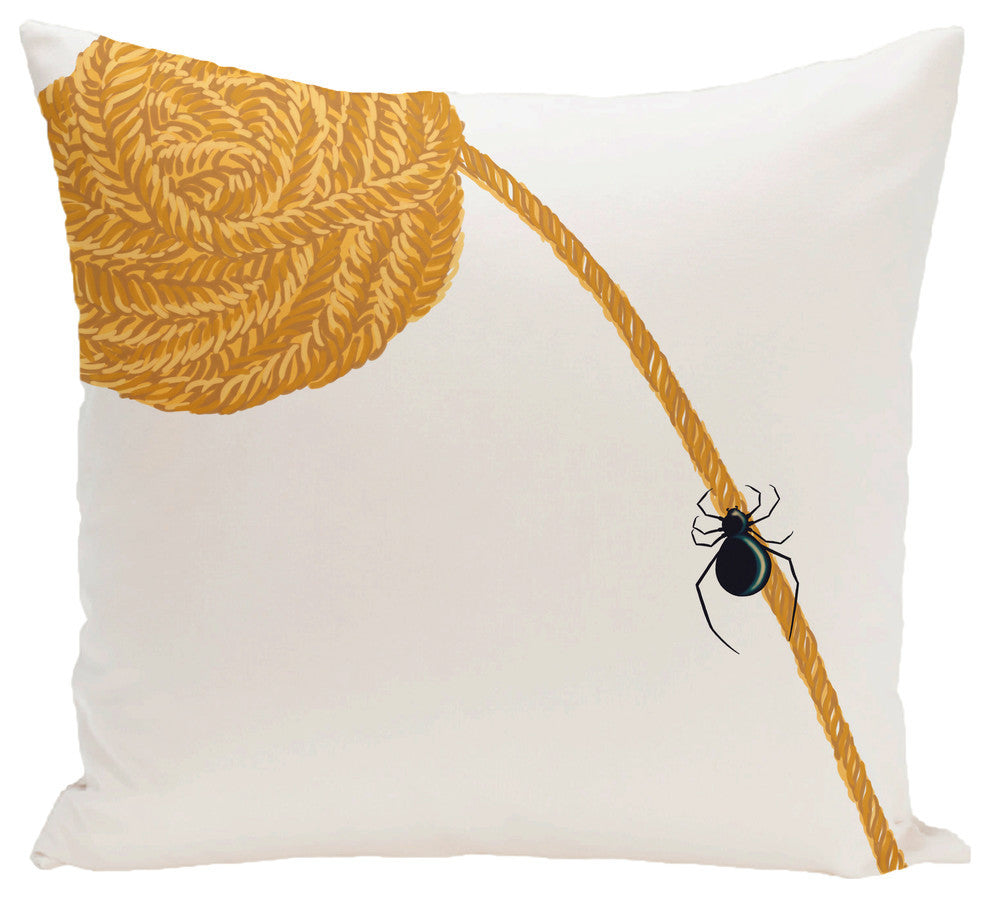 Eensy, Weensy Spider Holiday Print Pillow, Gold, 18"x18"