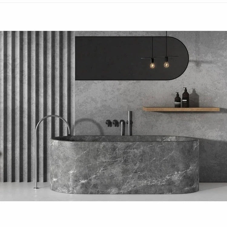 Earth Elements Natural Marble Stone Bathtub 70", Grey