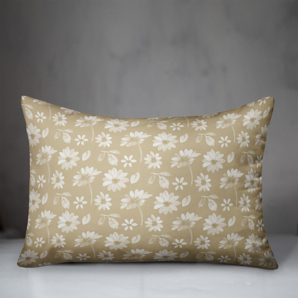 Cream and White Florals 14x20 Spun Poly Pillow