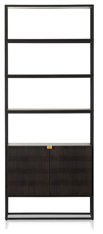 Kelby Bookcase Carved Vintage Brown, Vintage Brown, Gunmetal