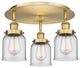 Bell-3 Light 17" Flush Mount-Brushed Brass, Clear Glass Shade