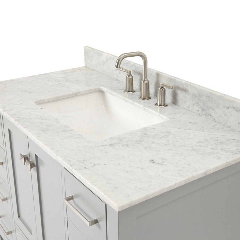 ARIEL Cambridge 43" Rectangle Sink Bath Vanity Carrara Marble
