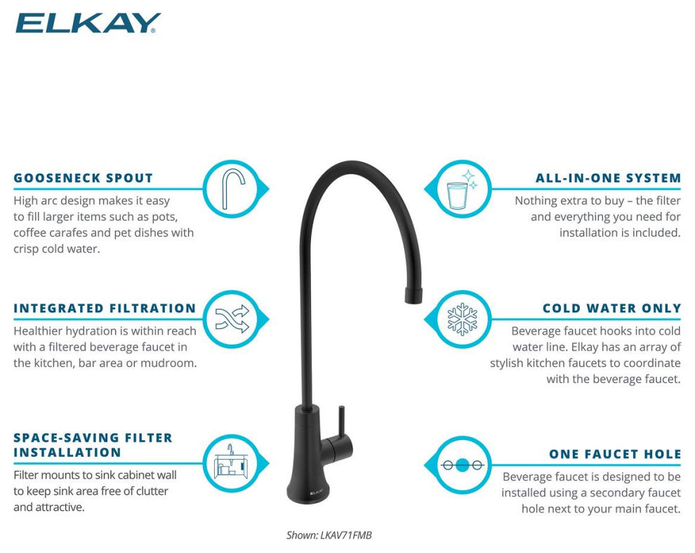 Elkay Avado Single Lever Filtered Beverage, Matte Black