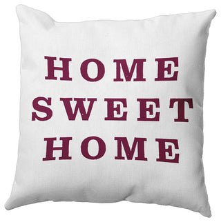 Home Sweet Home Polyester Indoor Pillow, Maroon Red, 16"x16"