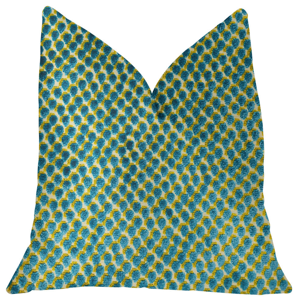 Sea Green Iota Turquoise Luxury Throw Pillow, 20"x20"