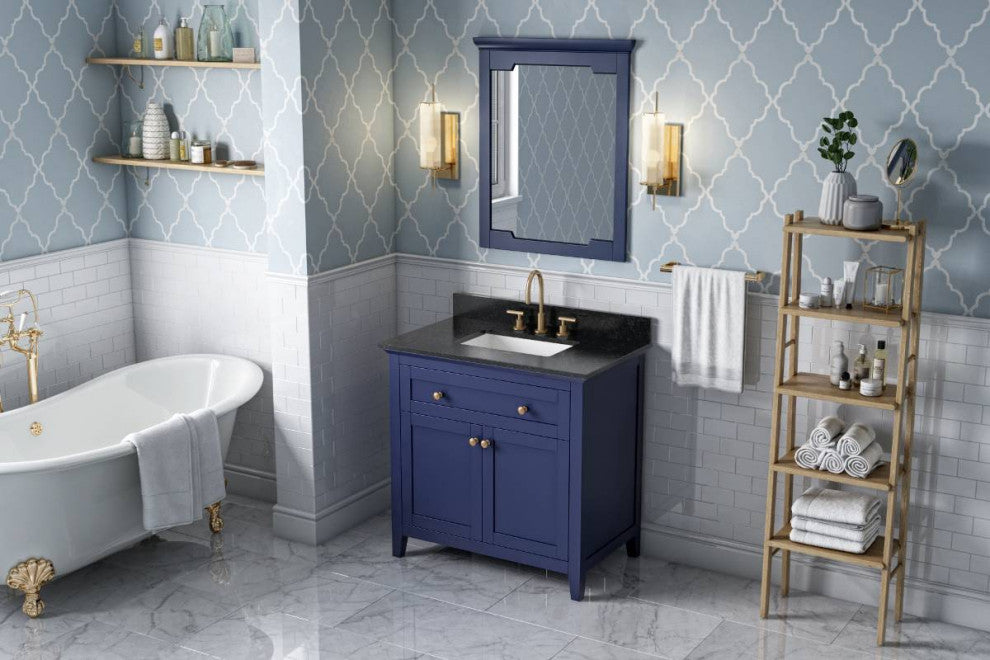 Chatham Traditional 36" Hale Blue Single Sink Vanity, Black Granite Vanity Top
