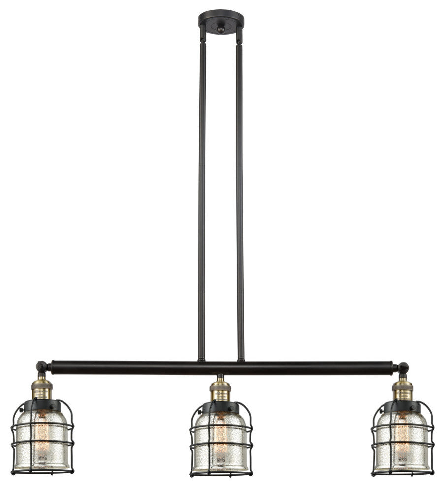 Innovations 213-BAB-G58-CE Bell Cage 3 Light Island Light, Black Antique Brass