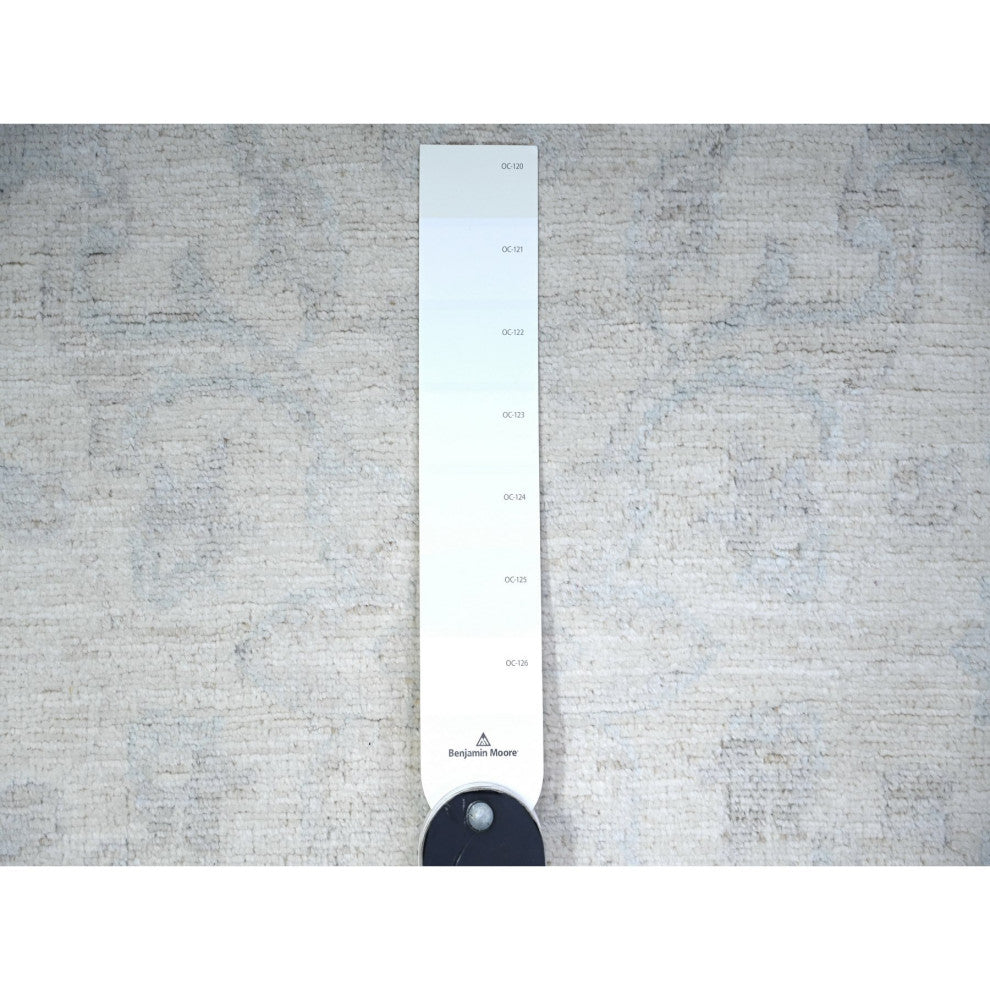 Feather White White Wash Peshawar Wool Hand Knotted Runner Rug, 2'11"x9'4"