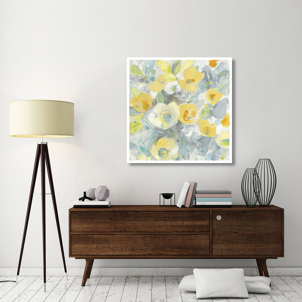 "Buttercups II Turquoise" Digital Paper Print by Albena Hristova, 42"x42"