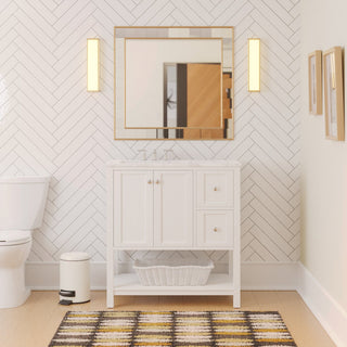 Lakeshore 36" Bathroom Vanity, White, Engineered Carrara