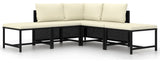 vidaXL 5 Piece Patio Sofa Set With Cushions Black Poly Rattan
