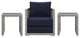 Aura 3 Piece Outdoor Patio Wicker Rattan Set, Gray Navy