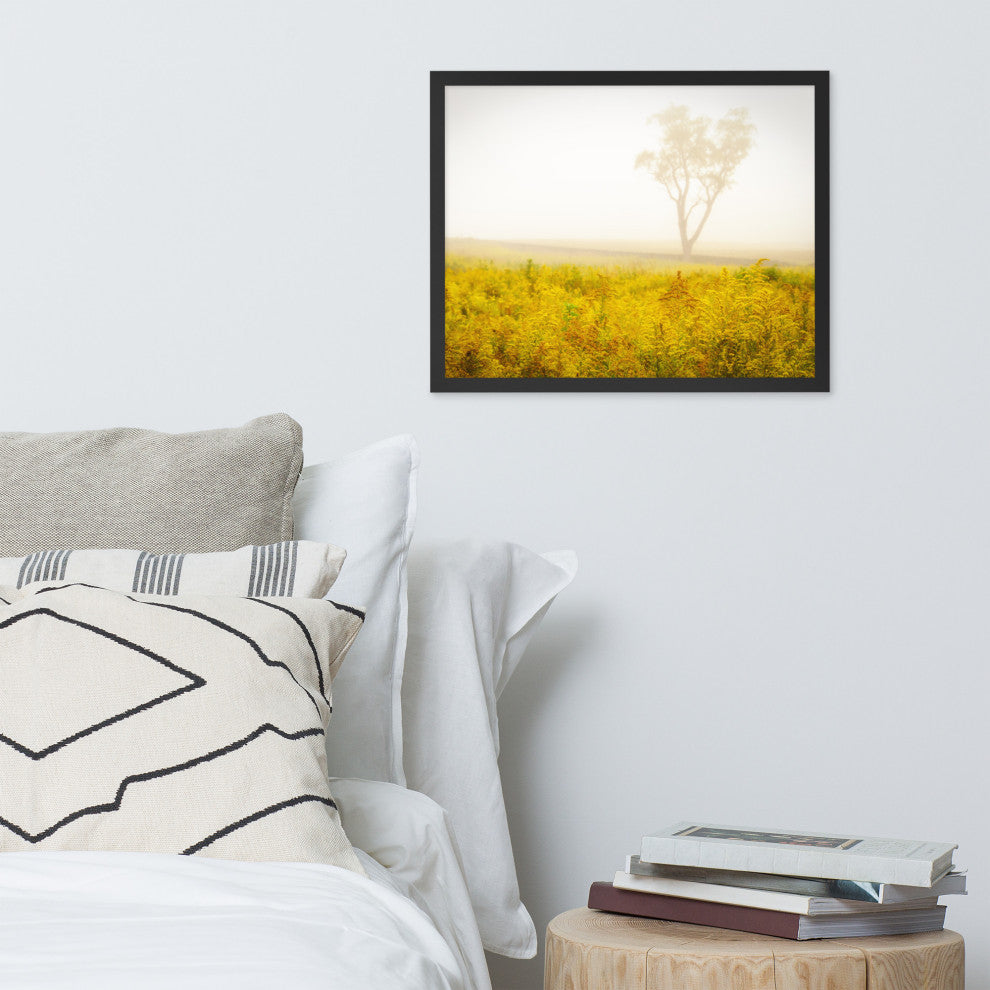 Dreams of Goldenrod and Fog Landscape Framed Photo Paper Wall Art Prints, Black, 16" X 20"