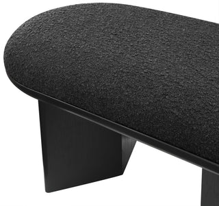 Wilshire Boucle Fabric Upholstered Bench, Black, Black Finish