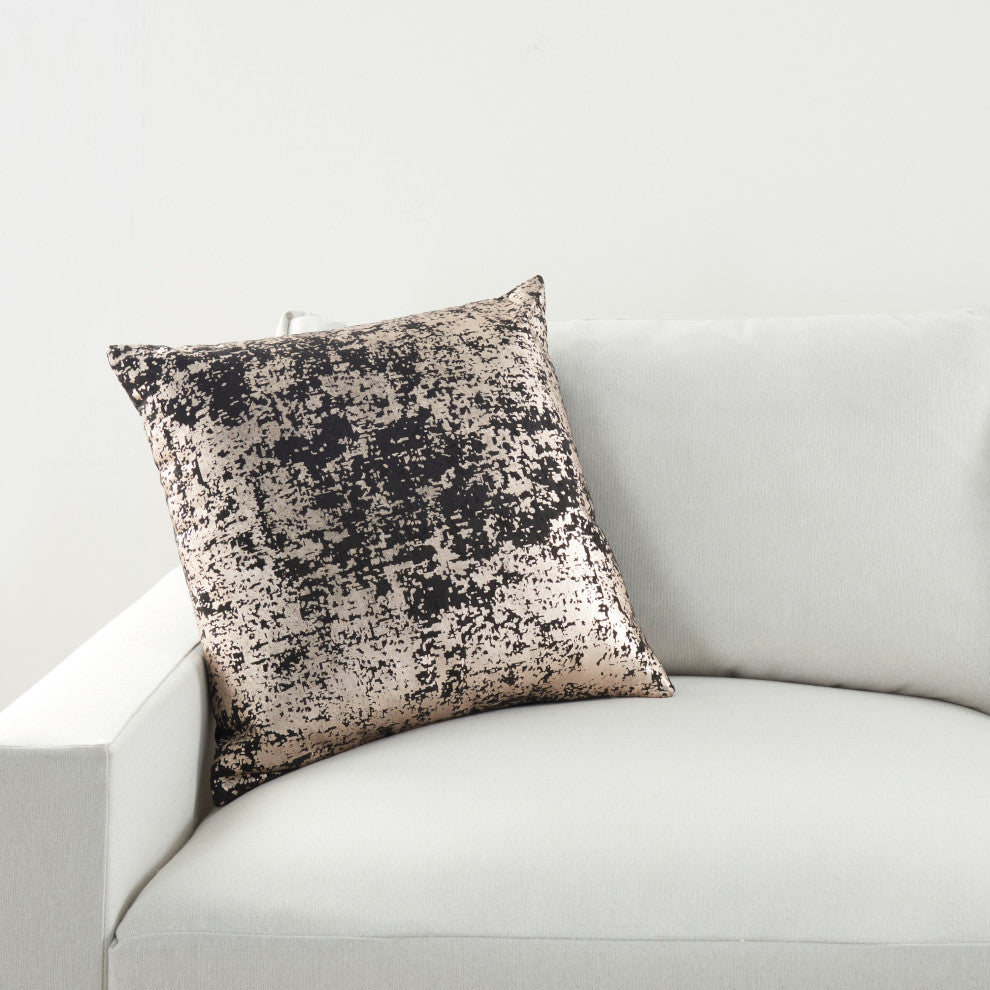 Mina Victory DR502 Throw Pillow, Black/Rose/Gold, 20" X 20"