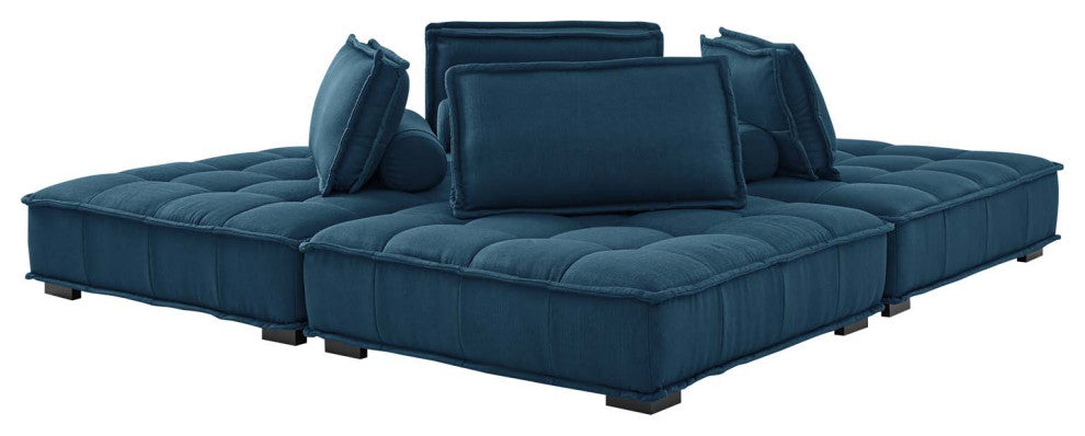 Modular Deep Tufted Sectional Sofa Set, Azure Navy Blue, Modern, Lounge