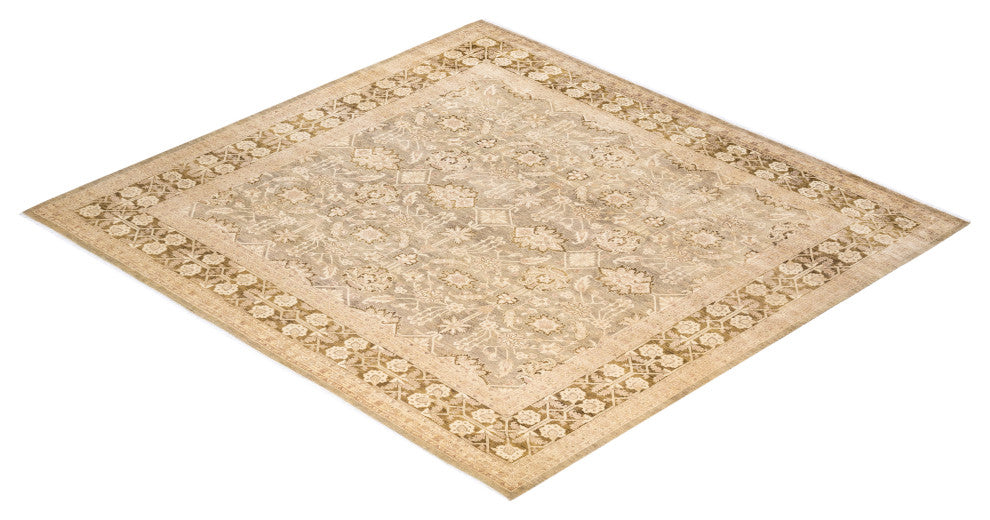 Eclectic, One-of-a-Kind Hand-Knotted Area Rug Ivory, 8'' 8" x 9'' 1"