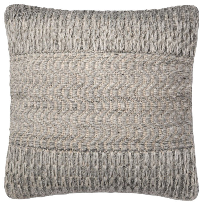 Loloi Decorative Throw Pillow Cover With Down, Gray, 18"x18"