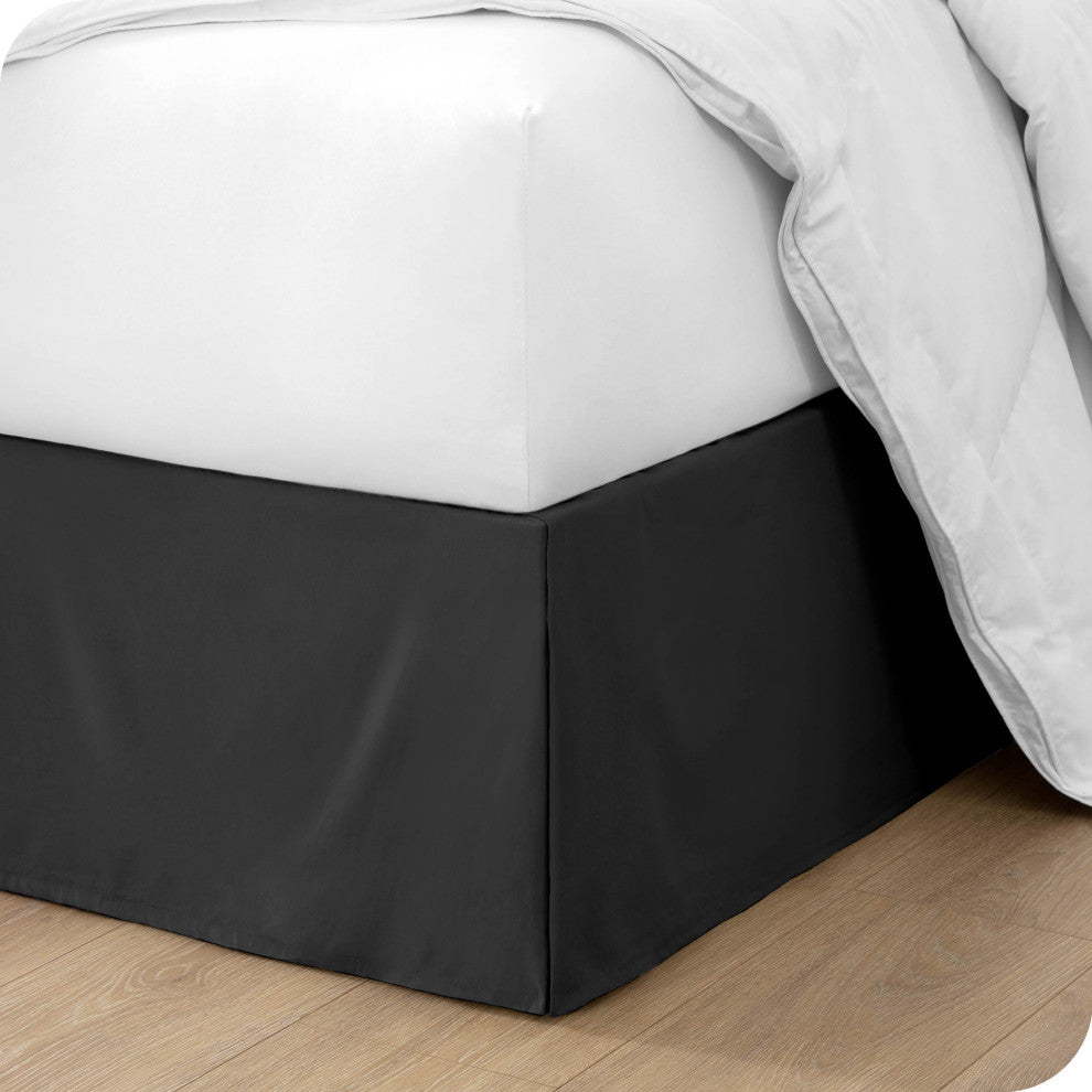 Bare Home Microfiber Bed Skirt , 15" Drop Length, Black, Full