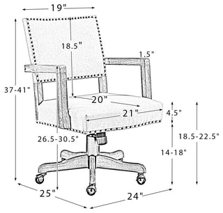 Swivel Office Task Chair With Nailhead Trim, Navy