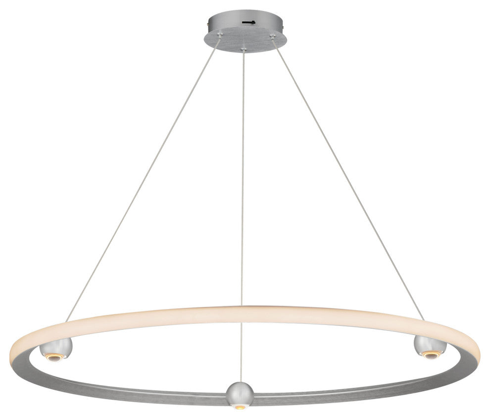 ET2 E23514 Nodes 40"W LED Ring Chandelier - Brushed Aluminum