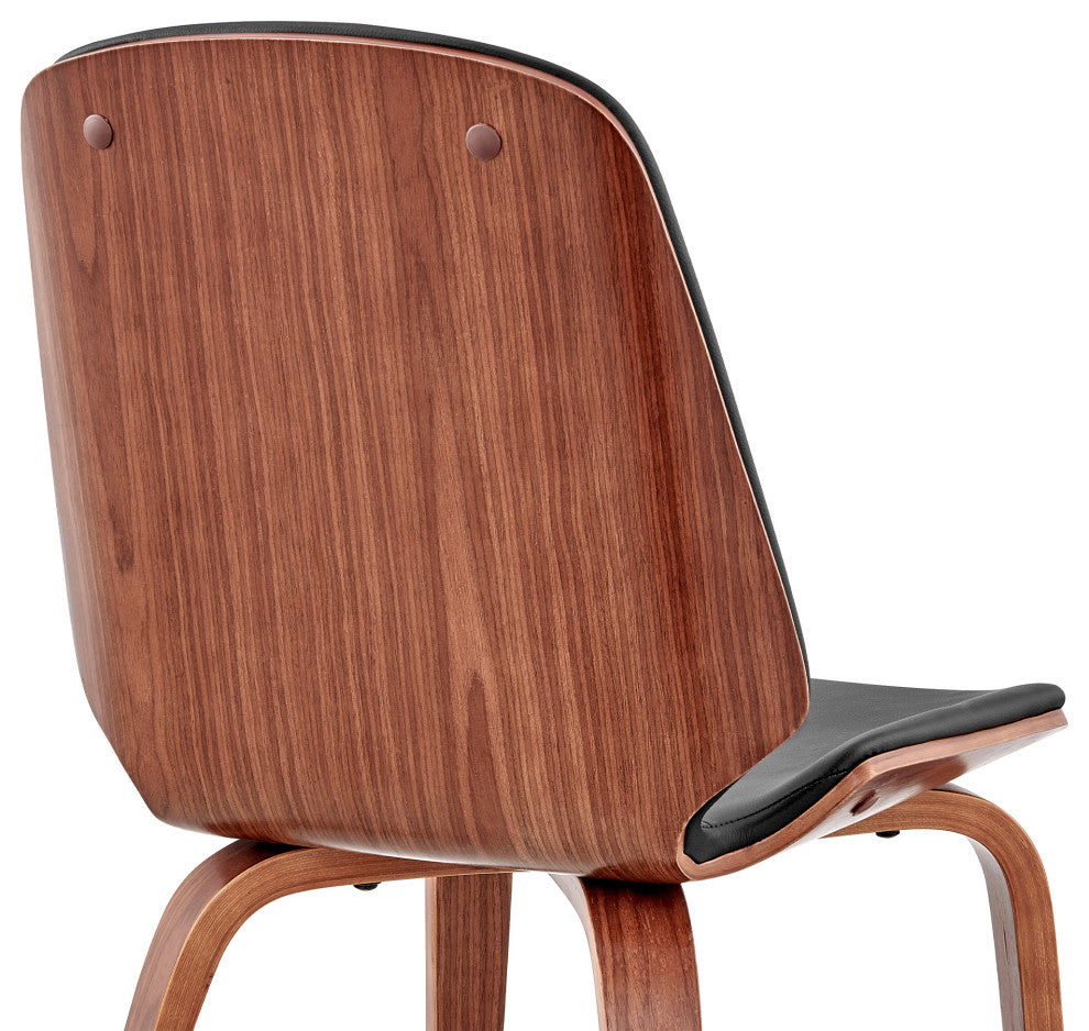 Brinley Black Faux Leather and Walnut Wood Dining Room Accent Chair