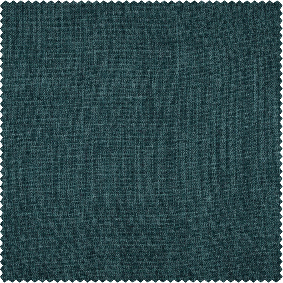 Slate Teal Faux Linen Room Darkening Fabric Sample, 4Wx4L