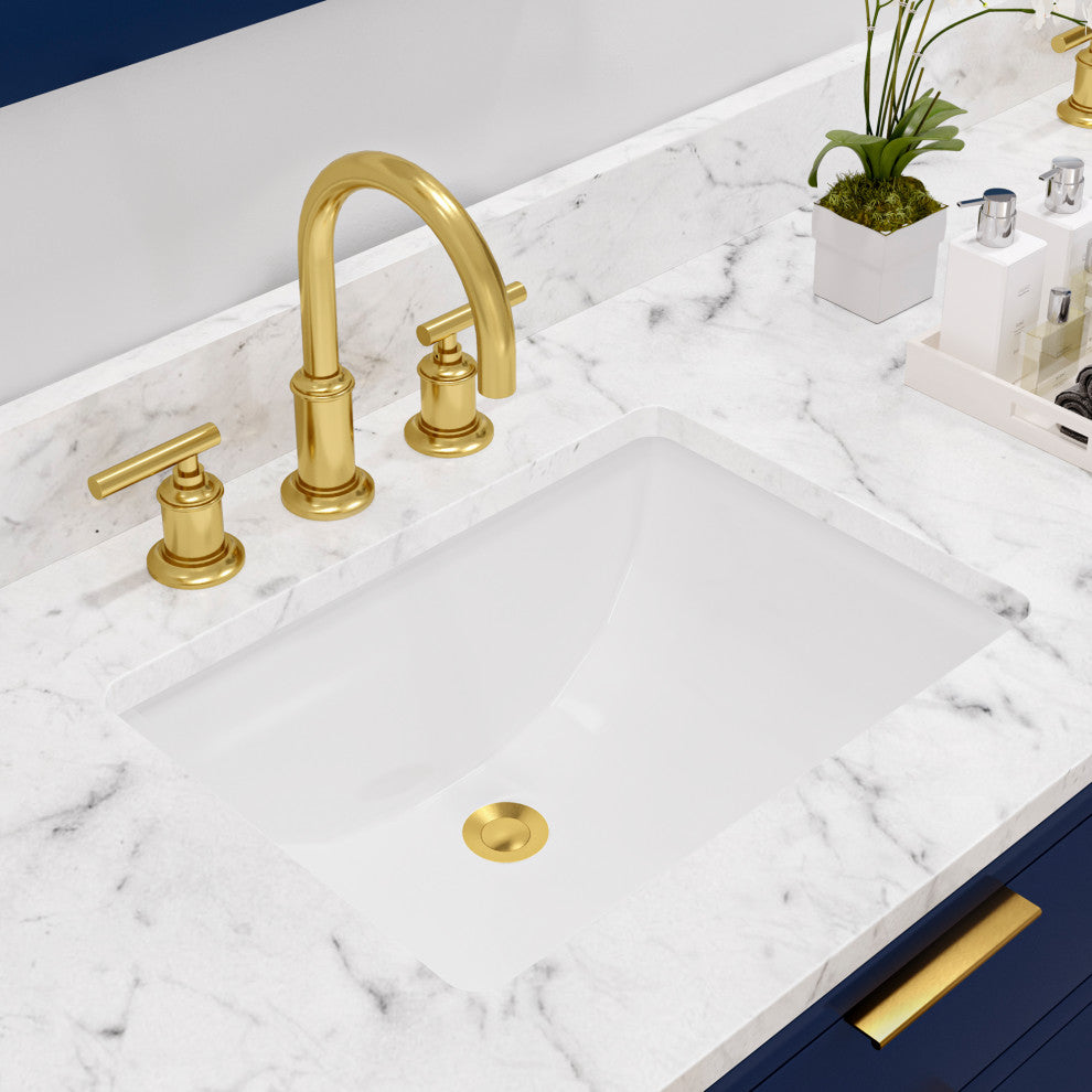 Bristol 72" Marble Countertop Vanity, Blue With Gooseneck Faucet
