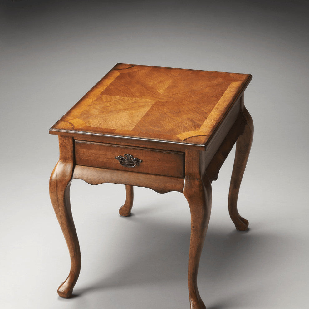 25" Medium Brown Solid And Manufactured Wood Rectangular End Table With Drawer