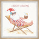 "Santa on the Beach" Framed Painting Print, 12x12