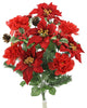 18 Stems Faux Peony Velvet Poinsettia Xmas Bush
