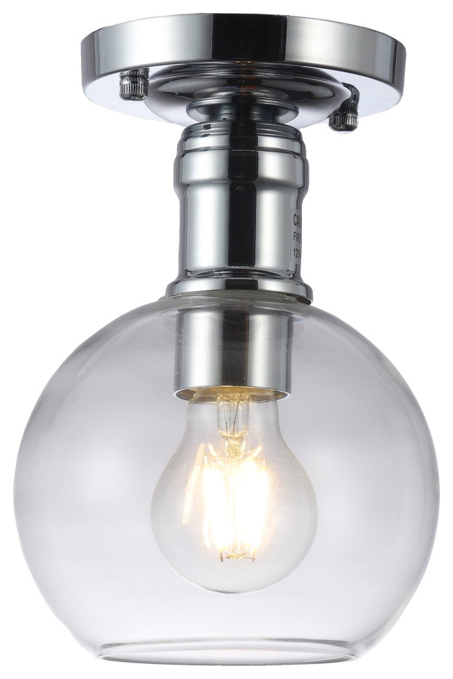 Chloe Lighting Strang Transitional 1-Light Chrome Semi-Flush Ceiling Fixture