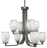 Apollo 8-Light Chandelier, Graphite/Black Fusion