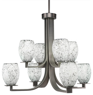 Apollo 8-Light Chandelier, Graphite/Black Fusion