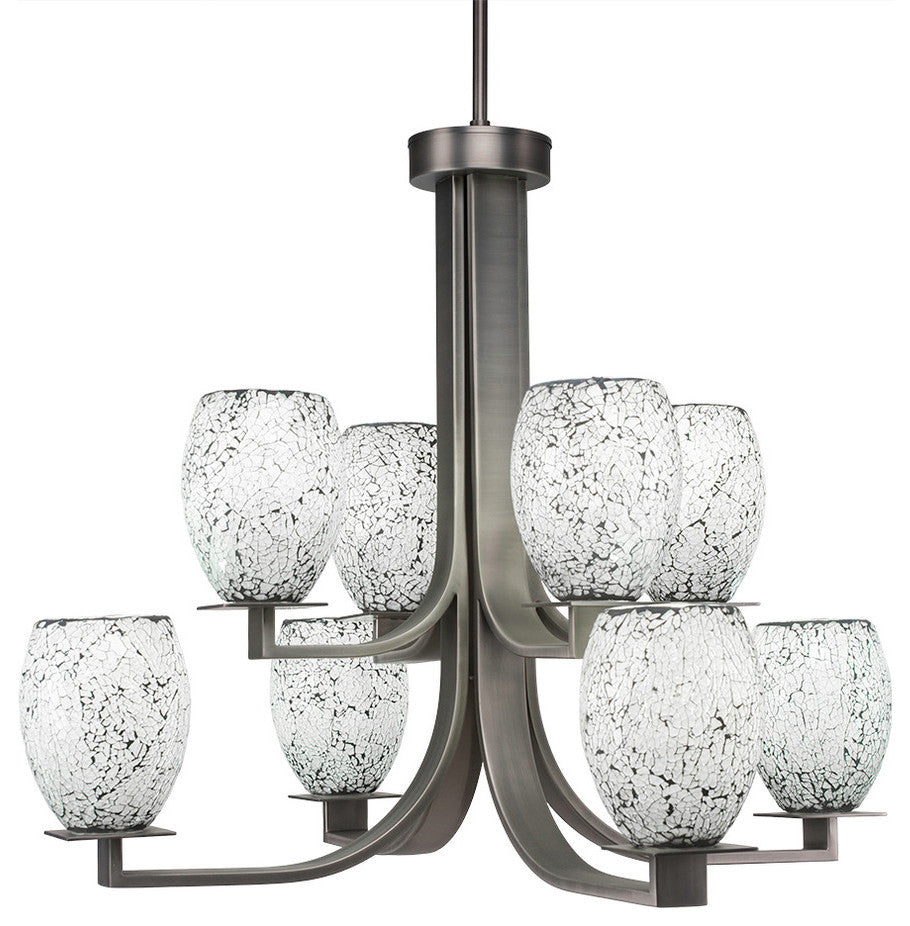 Apollo 8-Light Chandelier, Graphite/Black Fusion