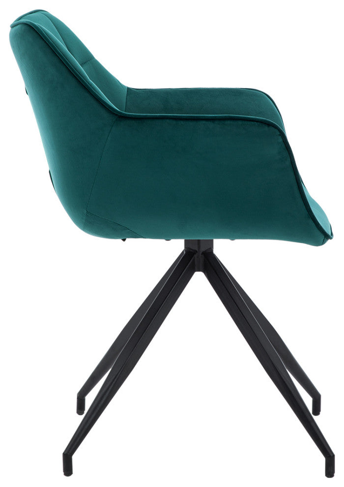 Square Tufted Spider Legs Velvet Accent Chair, Atrovirens