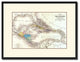 West Indies Caribbean Vintage Antique Map Wall Art, 16"x21"
