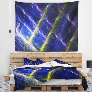 Dark Blue Fractal Grill Abstract Wall Tapestry, 60"x50"