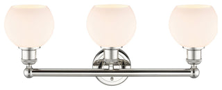 Athens 3-Light 24" Bath Vanity Light, Polished Nickel, Matte White