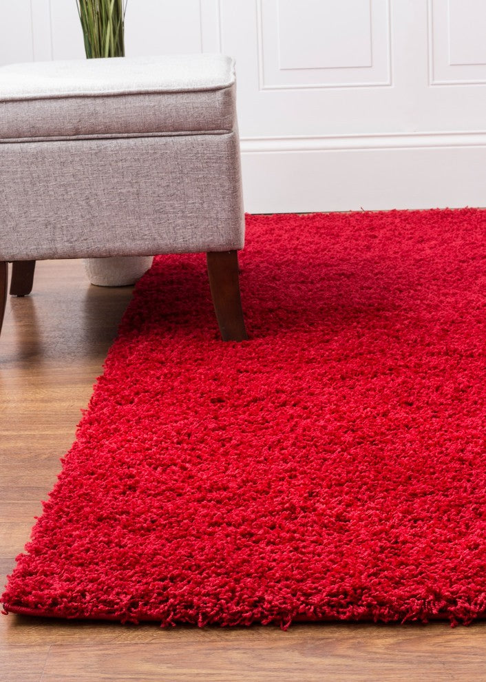 Louann Solid Shag Rug - Deep Red - 2' 7" X 8'
