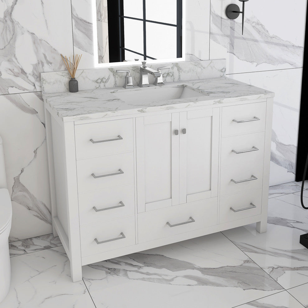 48" Single Bathroom Vanity Set with Marble Top