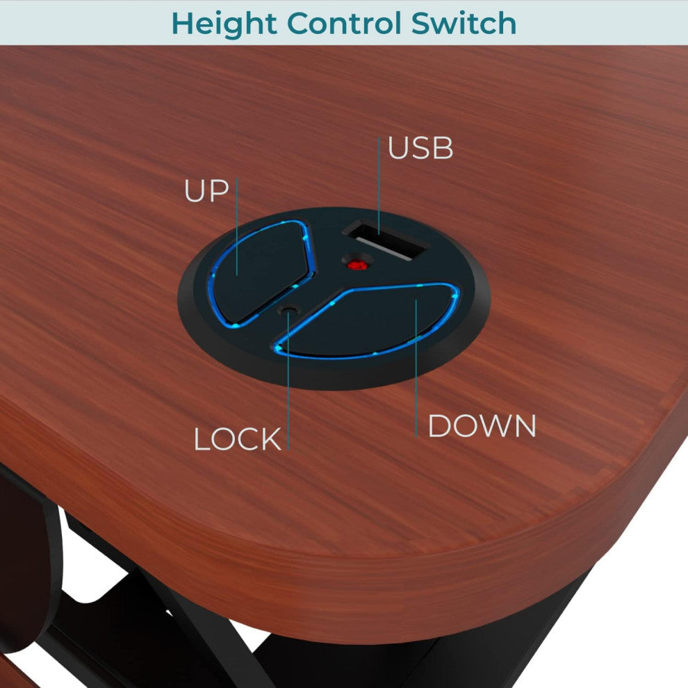 VersaDeskÂ® PowerProÂ® Corner Electric Standing Desk Converter with USB Charging, Cherry