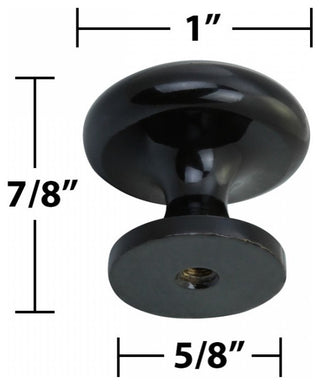 Cabinet Knob Black Solid Brass Enamel