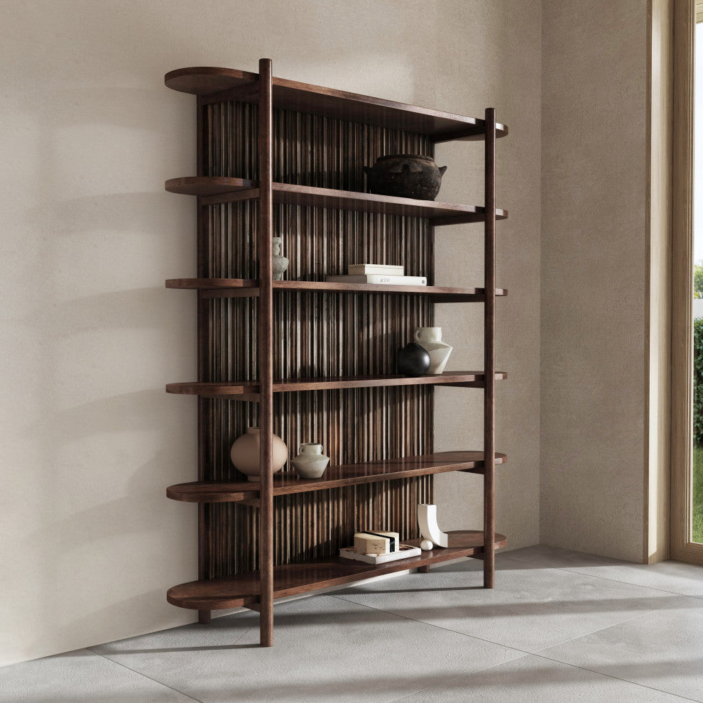 Redford 81" Mango Wood Mid-Century Modern Bookcase by Kosas Home