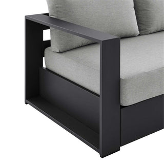 Pemberly Row Modern Powder-Coated Aluminum/Fabric Outdoor Sofa in Gray