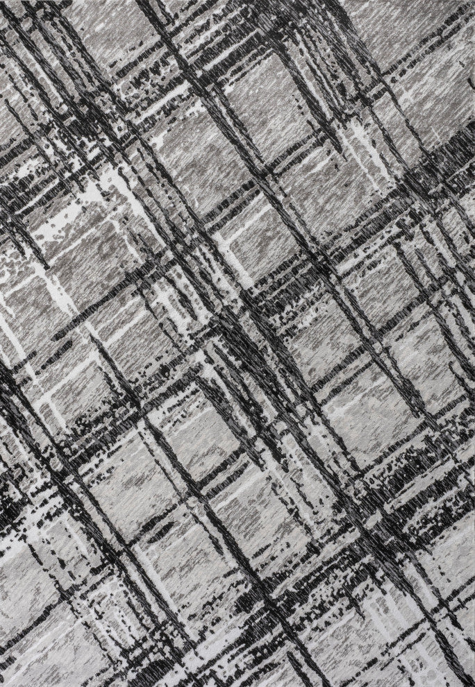 Slant Modern Abstract Black/Gray 5 ft. x 8 ft. Area Rug
